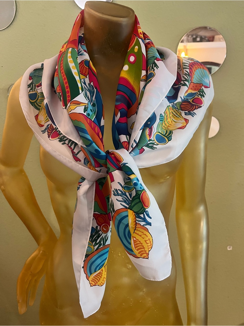 Silky Multicolor Tripical Print Scarf